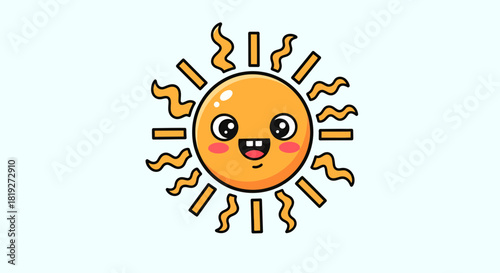 Cheerful cartoon sun character radiating positive vibes and happiness in radiant design