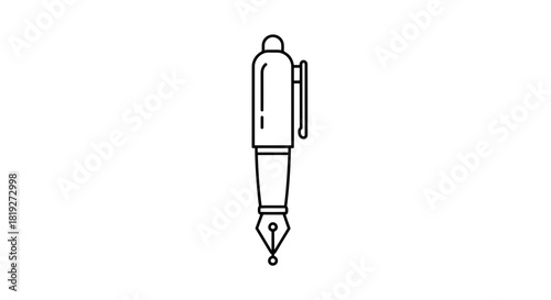 Classic fountain pen outline illustration, symbolizing writing and creativity with a minimalist