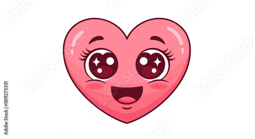 Cute cartoon heart with big eyes and eyelashes brings adorable vibes to your creations