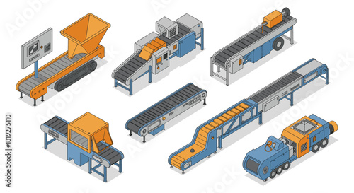 Isometric conveyor system and machinery elements for modern industrial design