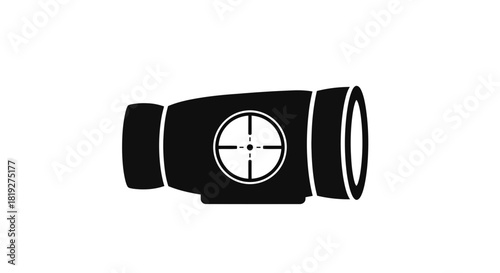 Isolated silhouette representation of a sighting scope for hunting and military applications
