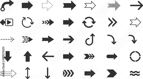Horizontal row of five solid black chevron arrows, representing directional pointer, forward movement, and abstract speed symbols.