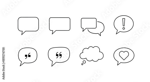 Minimalist speech and thought bubbles collection for communication concepts
