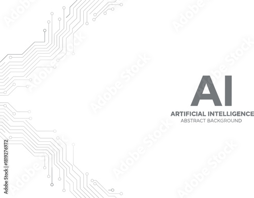 Set of Artificial Intelligence (AI) processor chip icons in grey, black, and gradient colors, representing microchip technology, digital brains, and computing innovation.