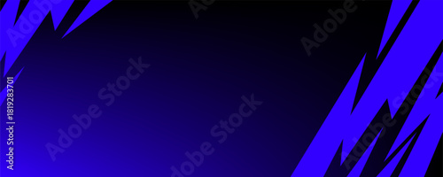 sports background, banner design in blue and black with pointed shapes and empty space