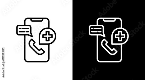 Telemedicine Call  White Icon Set Design
