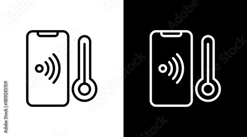 Smart Thermometer  White Icon Set Design
