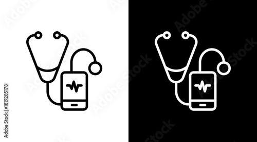 Digital Stethoscope  White Icon Set Design