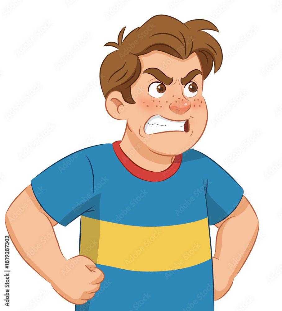 Obraz premium Angry boy cartoon illustration