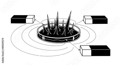 Magnetic fluid experiment showcasing the interaction between magnets and ferrofluid.
