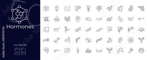 Hormones Line Editable Icons set