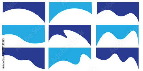 Collection of dividers shape templates. Modern separator header for website and app. Curve lines, wave collection of abstract design element for top and bottom page web site.
