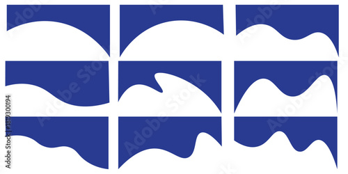 Collection of dividers shape templates. Modern separator header for website and app. Curve lines, wave collection of abstract design element for top and bottom page web site.