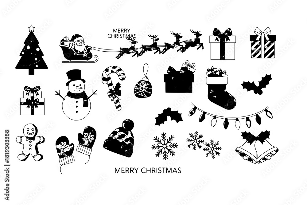 Fototapeta premium Merry Christmas icons set 