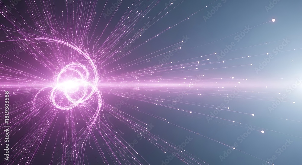 Fototapeta premium Stunning particle collision in vibrant pink and white creating a dynamic energy flow