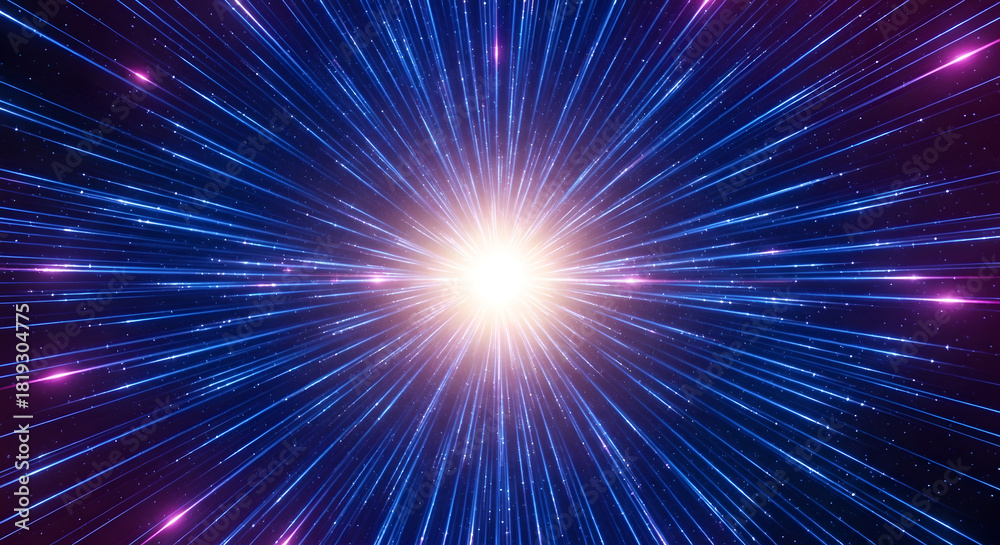 Fototapeta premium Light Rays Speed Motion Blue Purple Glowing Background