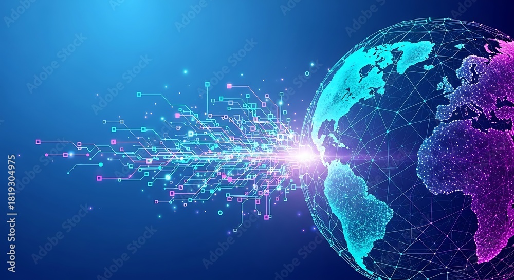 Fototapeta premium Connect to the world with a modern, vibrant global technology network design
