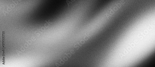 Abstract black white gradient glowing wave background, grainy noise texture smooth blur texture backdrop wide banner neon poster design