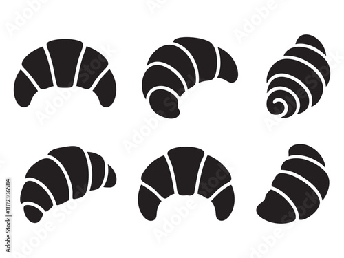 croissant glyph icon on transparent background
