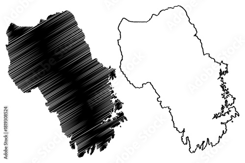 Antonio Cardoso municipality (Bahia state, Municipalities of Brazil, Federative Republic of Brazil) map vector illustration, scribble sketch Antonio Cardoso map