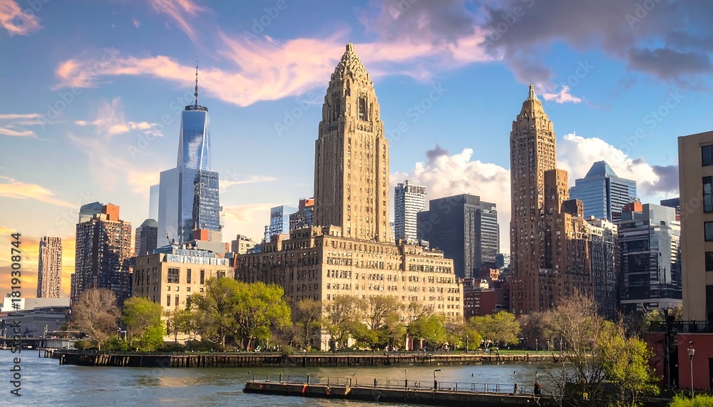 Fototapeta premium New York City Skyline at Sunset.