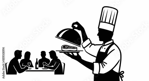 Chef Serves Food to Diners, Exquisite Culinary Experience in Restaurant