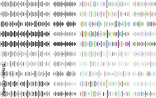 Vector audio sound effect icon mega set. Voice over beat frequency track record volume level symbol illustration