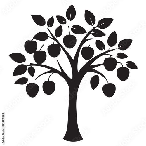 Elegant Tree with Roots and Leaves Black Art