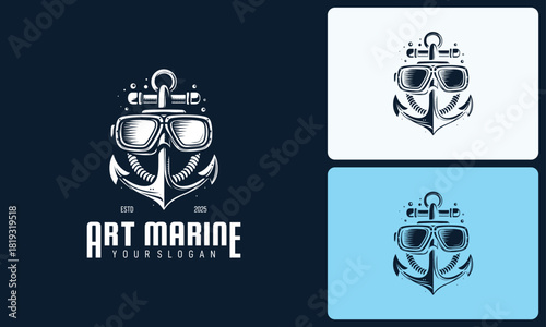 marine diving goggles logo