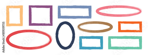 Grunge frame. rectangular and square grunge frames. Colorful grunge ink stamp circles, round shape stamp vector illustration isolated.