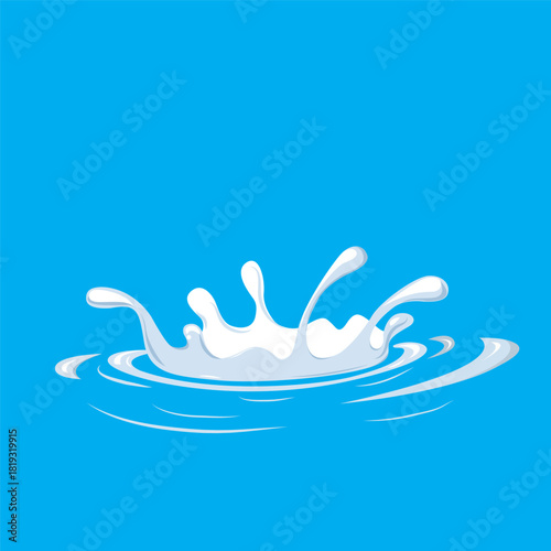 Milk liquid splashing isolated on solid color background. Realistic vector in 3D elements. Food and Drink concepts.