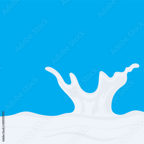 Milk liquid splashing isolated on solid color background. Realistic vector in 3D elements. Food and Drink concepts.