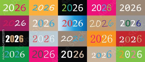 Happy New Year 2026, happy New Year 2026 number collection. vector illustration for branding, calendar, invitation, greeting card, banner, poster, colorful set. 