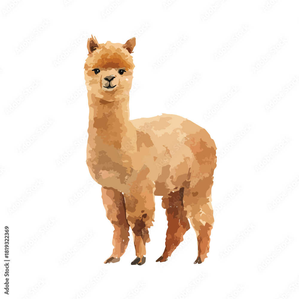 Obraz premium Cute Alpaca Vector Illustration Standing Isolated.