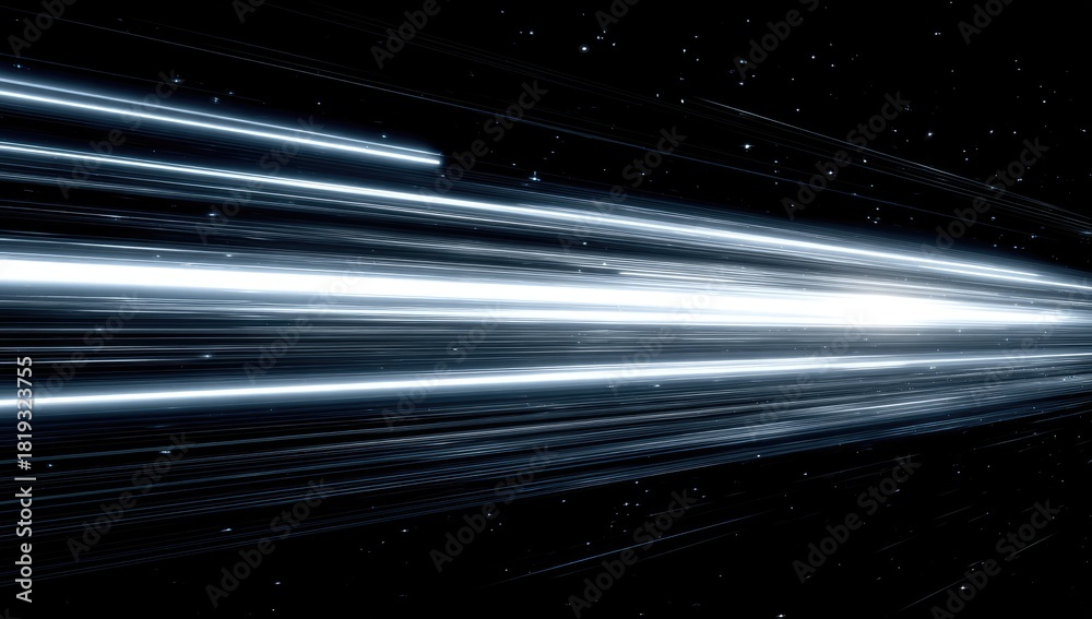 Obraz premium Light streaks, abstract bright blur on black sky, motion lines, space effect