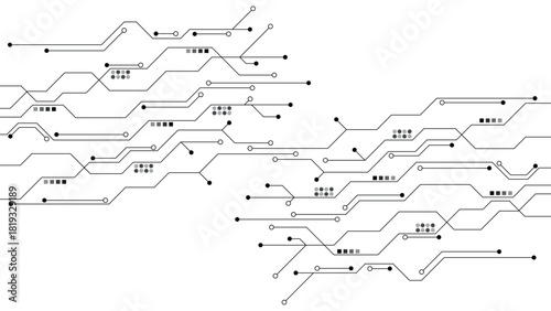 Vectors High-tech connection system on a white background. Technology digital circuit board background. Technology black circuit diagram.
