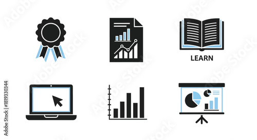 Vector illustration of set of business and education icons vector illustration