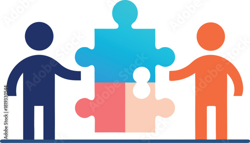Diverse people connecting puzzle pieces for teamwork and collaboration.