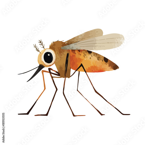 Cute Cartoon Mosquito Illustration for Insect Control and Summer Themes.