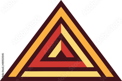 Concentric triangle pattern in warm colors on red background