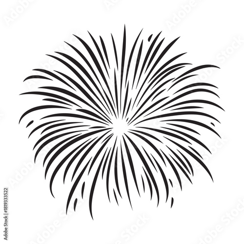 Fireworks silhouette, fireworks silhouette isolated on white background, celebratory explosion elements