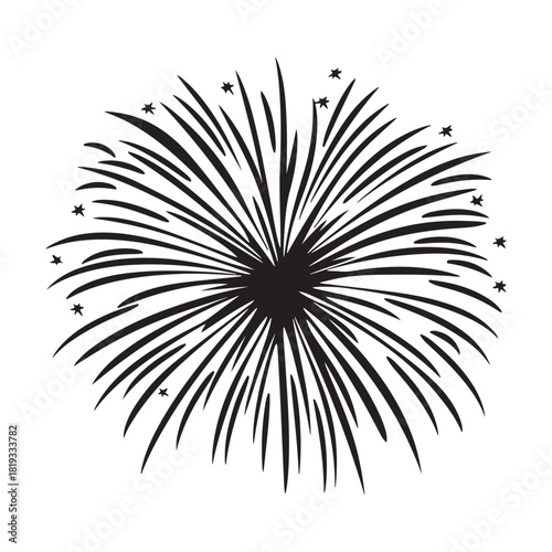 Fireworks silhouette, fireworks silhouette isolated on white background, celebratory explosion elements