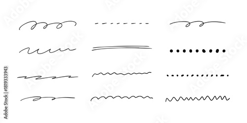 シンプルな手描きライン素材セット