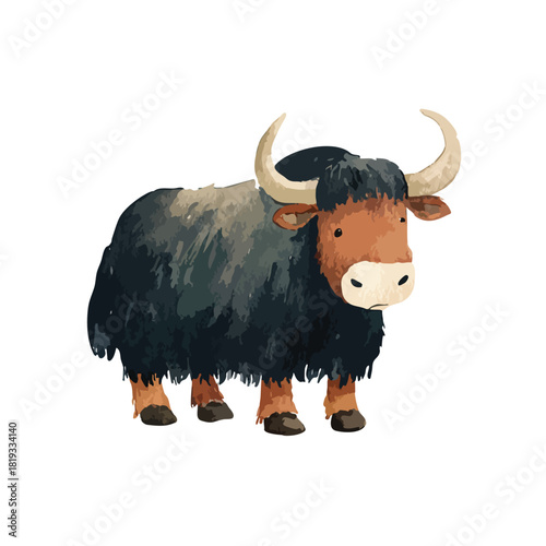 Cute Cartoon Yak Animal Illustration 1.