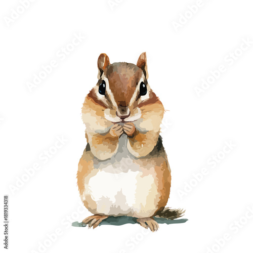Cute Chipmunk Illustration Standing with Paws Together.
