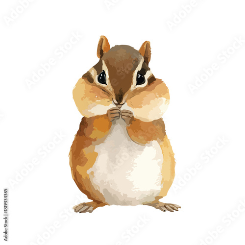 Cute Chipmunk Illustration with Full Cheeks Adorable Forest Animal Vector Art.