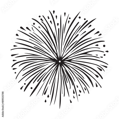 Fireworks silhouette, fireworks silhouette isolated on white background, celebratory explosion elements