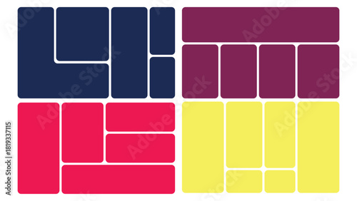 Abstract geometric pattern with rectangles in four color blocks for modern design and backgrounds