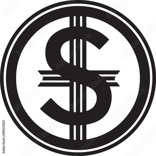 dollar symbol vector illustration black silhouette isolate icon 