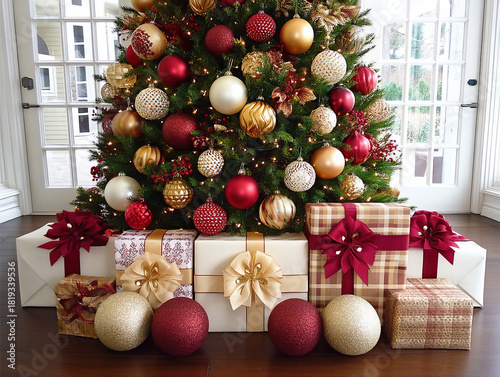 Christmas morning gifts under the tree